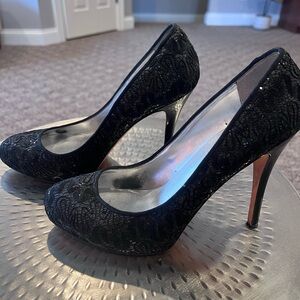 Ivanka Trump Black Lace High Heel Pumps -Elegant Women's Dress Shoes- Size 9 1/2